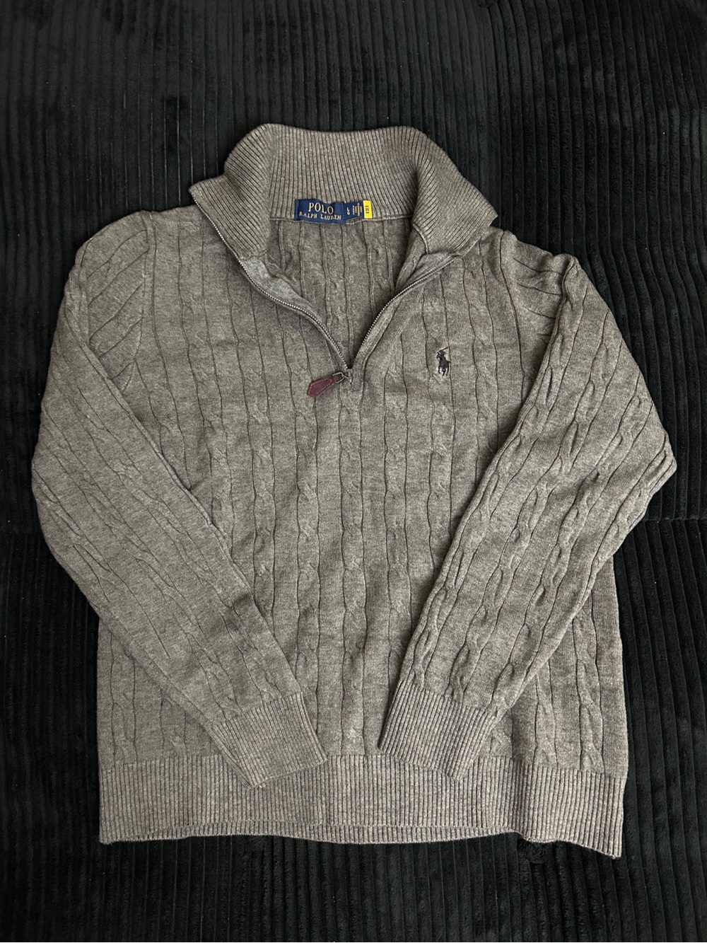 Polo by Ralph Lauren Men's Heather Gray Cable Half-Zip Sweater